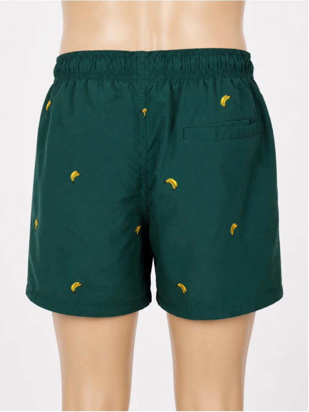 H&M Men’s Forest Green Banana Embroidered Swim Shorts – Size M